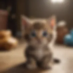A playful kitten exploring its surroundings
