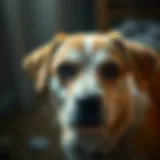 Dog with lice infestation showing symptoms