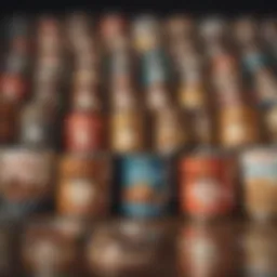 Variety of high-quality canned dog food brands displayed elegantly.