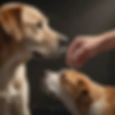 Veterinarian examining a dog with arthritis.