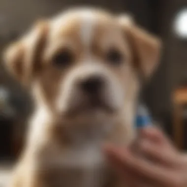 Topical Treatment Application on Puppy Puppy being treated with topical flea and tick medication