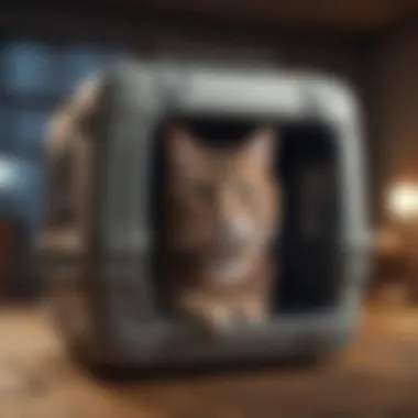 A sturdy cat carrier showcasing its safety features