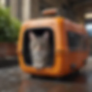 Various styles of cat carriers for travel
