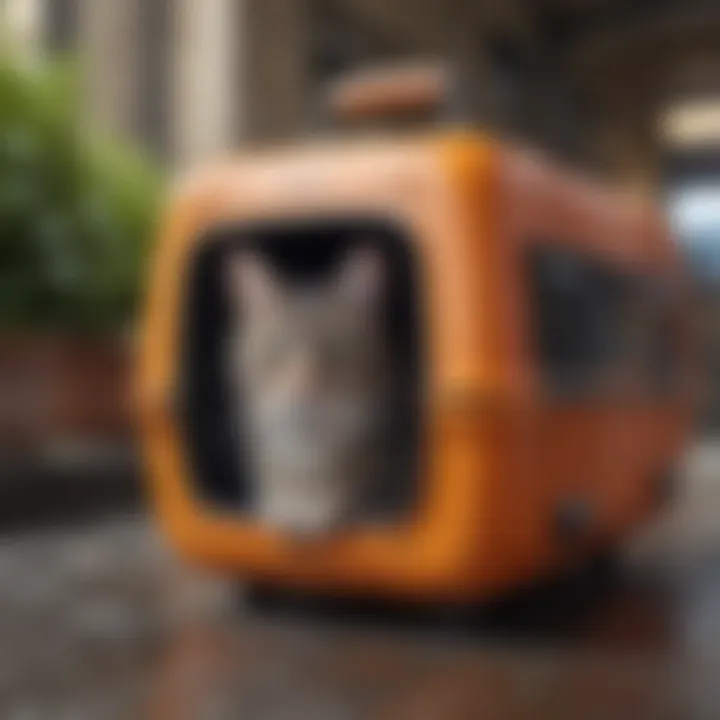 Various styles of cat carriers for travel