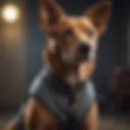 A stylish dog wearing a no shedding suit