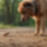 Dog inspecting paw for ticks