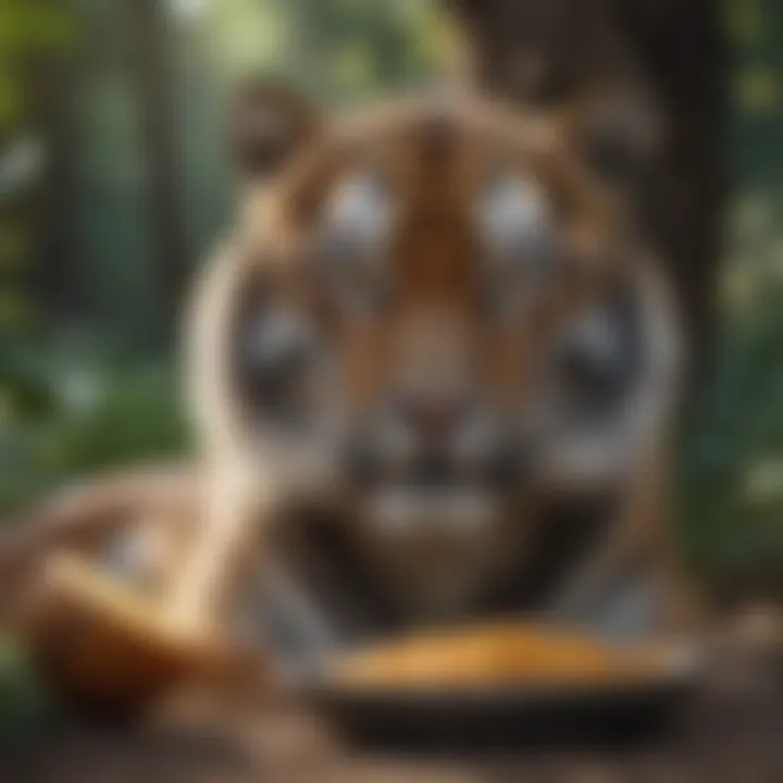 Tiger enjoying a meal in its natural habitat