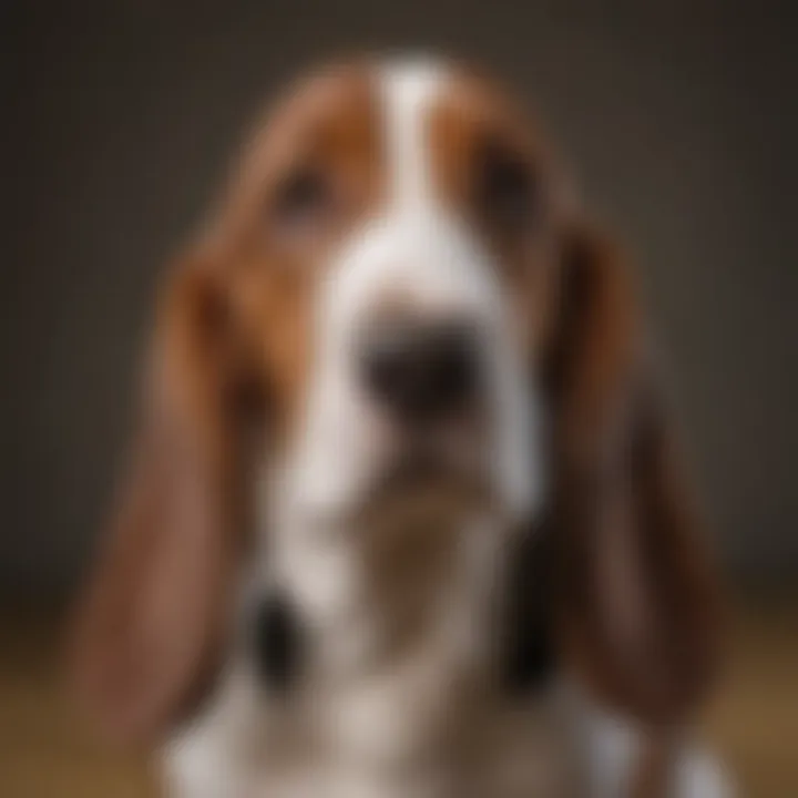 Cheerful basset hound enjoying playtime