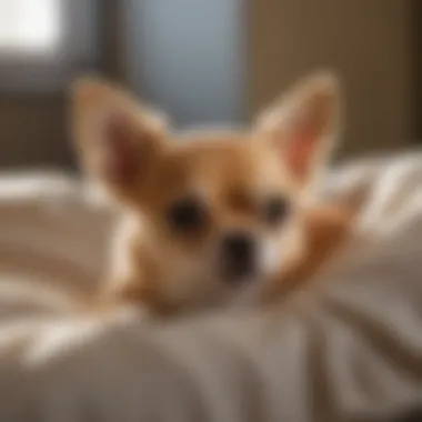 Adorable chihuahua lounging in sunbeam