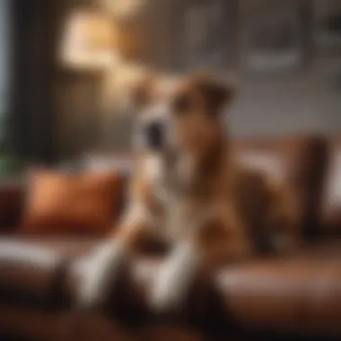 A trained dog sitting obediently on a couch