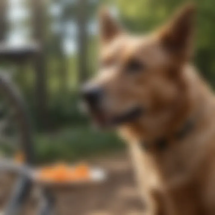 Dog being rewarded with treats during training session