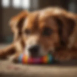 Adorable dog playing with chew toy