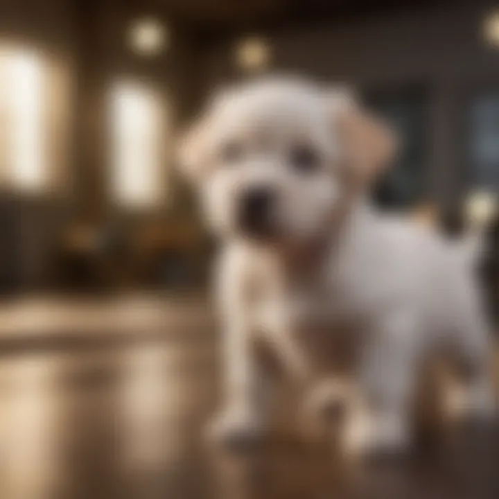 Hypoallergenic puppy at a training class with a trainer