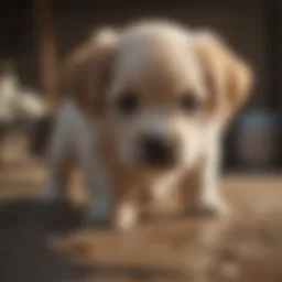 Puppy following training commands