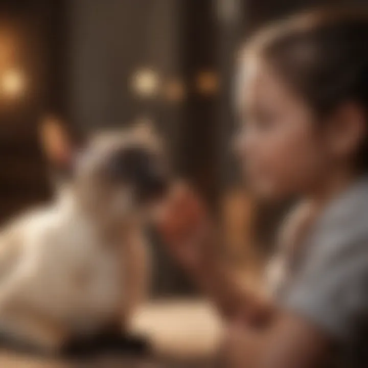 Siamese cat interacting playfully with a child