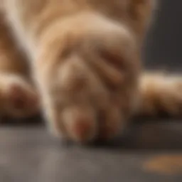 A close-up view of a kitten's paws showing sharp claws.
