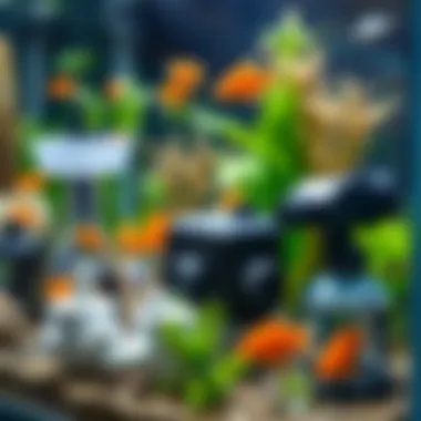 Diverse Filter Pump Types for Aquariums Various types of fish aquarium filter pumps displayed