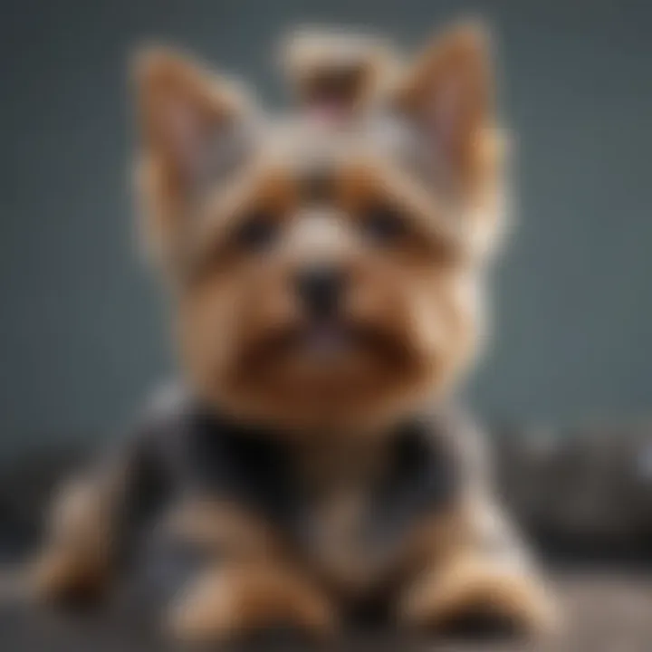 A Yorkshire Terrier with distinct color variations