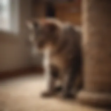 Variety of carpet covered cat scratching posts