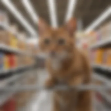 Pet owner making an informed decision while selecting dry kitten food at Walmart