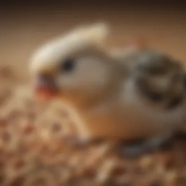 Cockatiel enjoying a variety of seeds and nuts