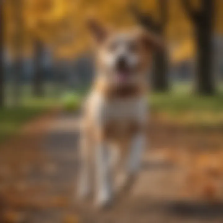 Happy dog playing fetch in the park