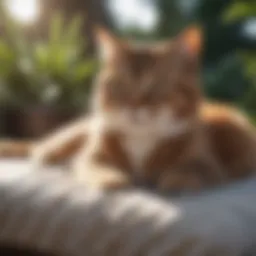 Elegant cat lounging on waterproof outdoor bed