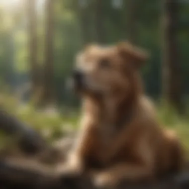 A dog enjoying a tranquil outdoor setting