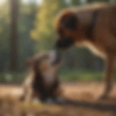 A dog engaging in training exercises with a trainer