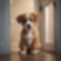 Puppy looking unsure at the door