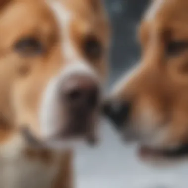 Veterinarian examining a dog's nose highlighting snow nose