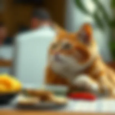 Delightful Dining: A Balanced Meal for Cats Adult cat enjoying a balanced meal