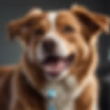 Dog with a dental hygiene kit including toothbrush and toothpaste