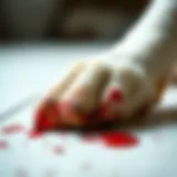 A close-up of a pet's feces showing signs of blood