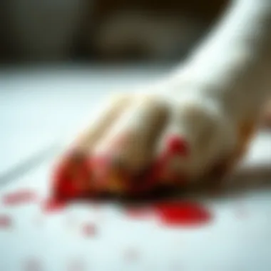 A close-up of a pet's feces showing signs of blood