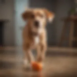 A curious dog dragging its rear on the floor, showcasing its playful nature
