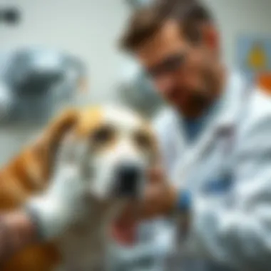 Veterinarian Conducting a Neurological Examination of a Canine Veterinarian examining a dog for neurological signs