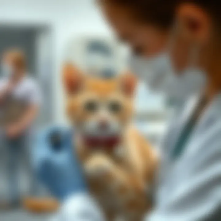 Seeking Professional Guidance for Your Cat's Health A veterinarian examining a cat, showcasing the importance of professional help