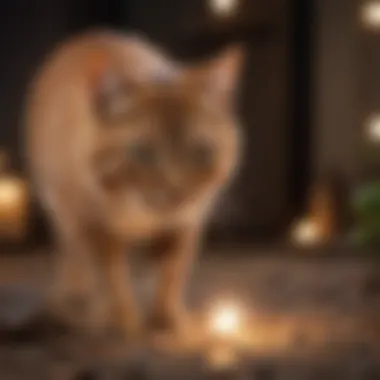 Cat Exploring Repellent Strategy A cat exploring a space with a repellent strategy in place