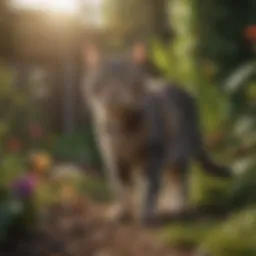 Natural cat repellents displayed in a garden setting