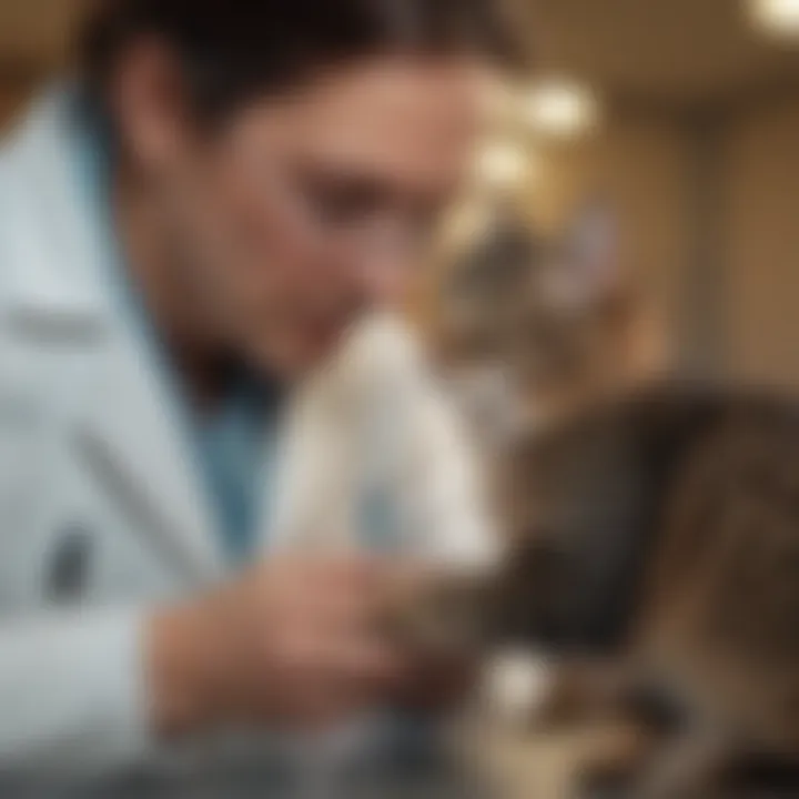 Veterinarian examining a cat for health issues