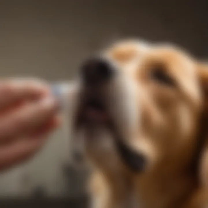 Pet owner cleaning dog's ear to prevent ear mites