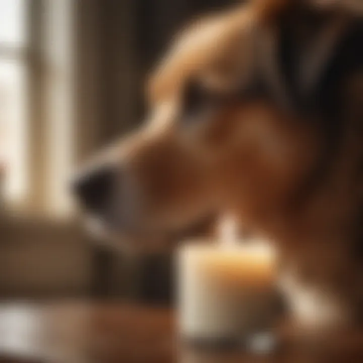 Candle burning in memory of a beloved pet