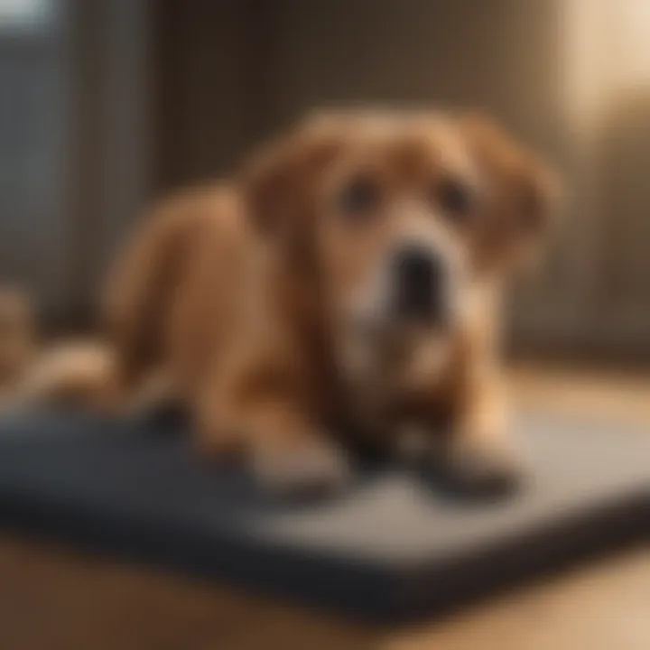 Dog displaying signs of anxiety such as pacing and whining