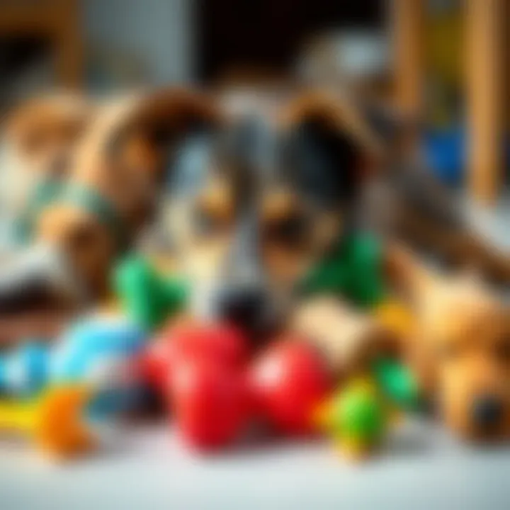 Selection of Chew Toys for Dogs A variety of dog toys laid out on a surface