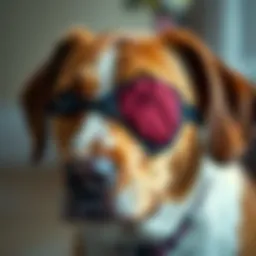 A dog wearing an eye patch after surgery