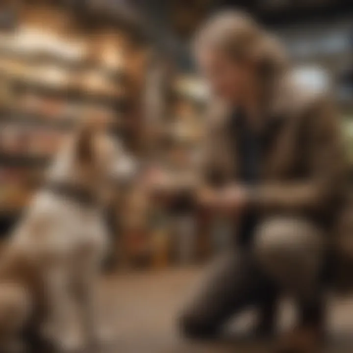 Pet nutritionist discussing with a dog owner