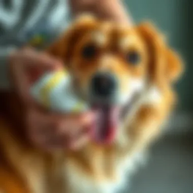 Applying Relief Cream on Dogs An owner applying cream on a dog's skin