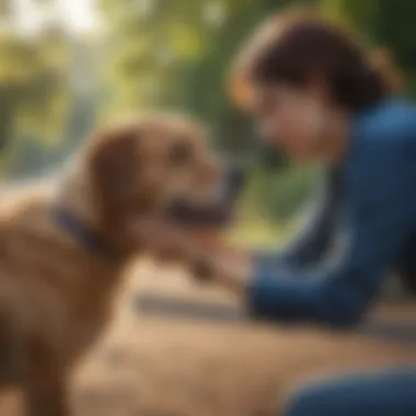 Pet owner helping a dog with nausea