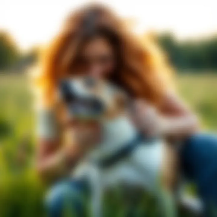 Pet owner caring for a dog in heat